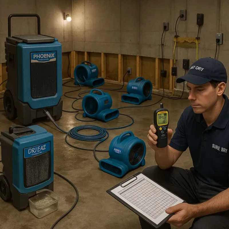 Structural Drying and Dehumidification process in Etna, OH